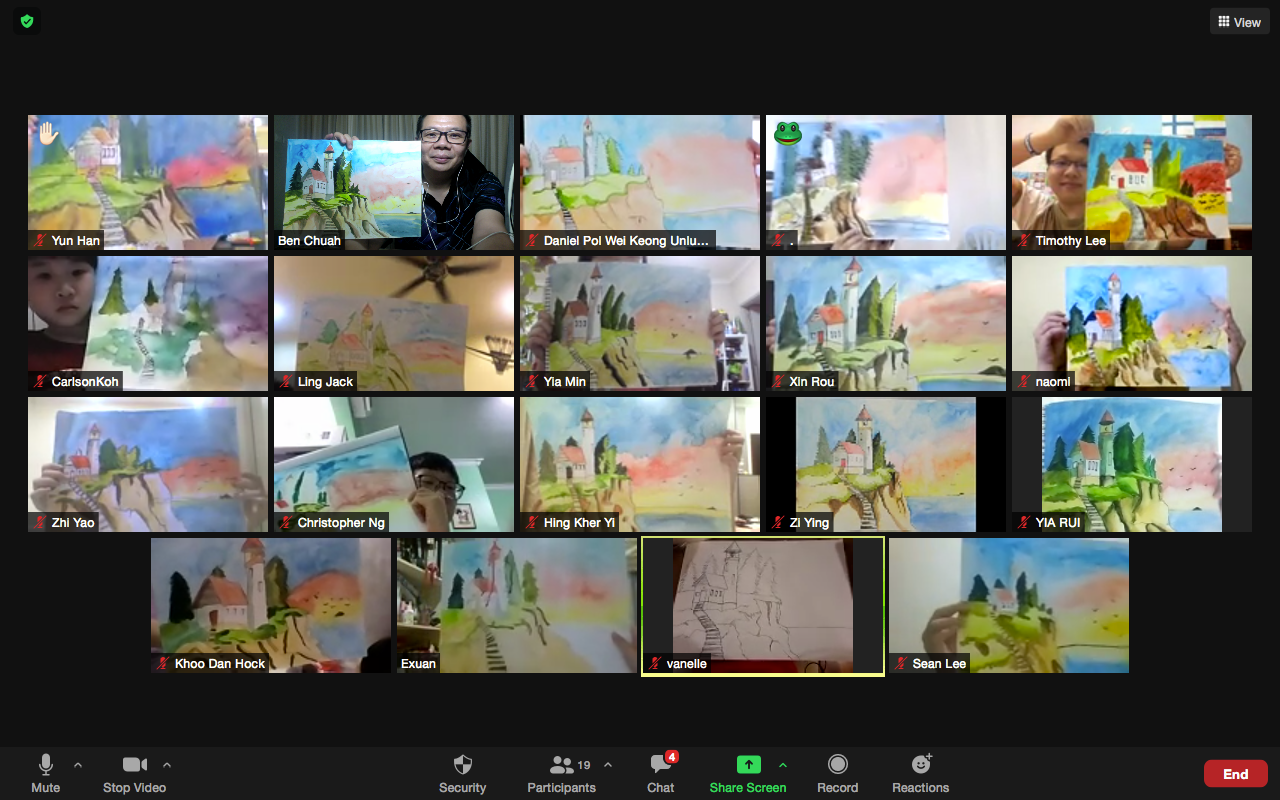 Online Classes — live art session via Zoom