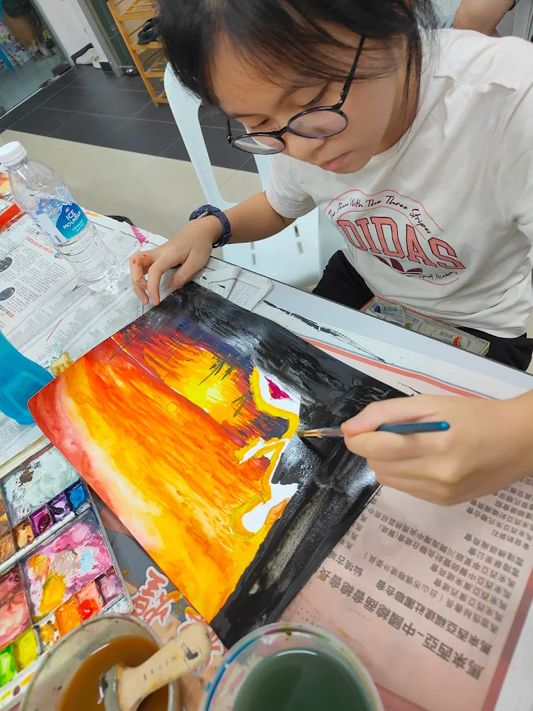 Junior Painters — student doing acrylic painting