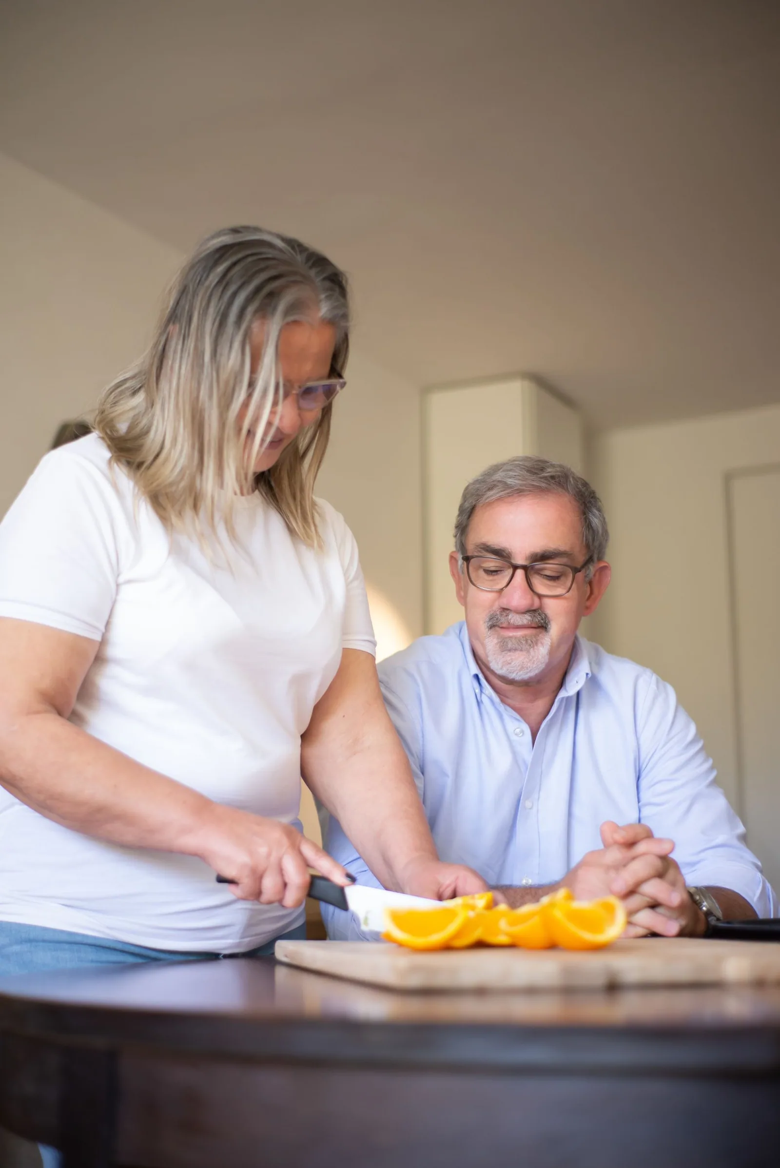 An installer going through the survey with a homeowner