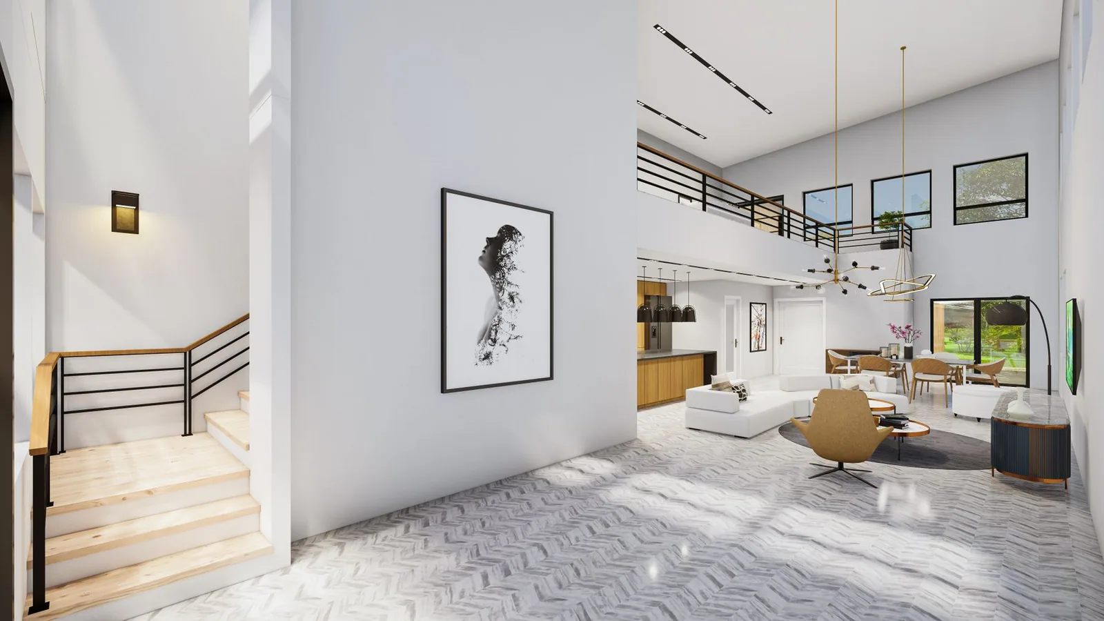 A landing above the living space