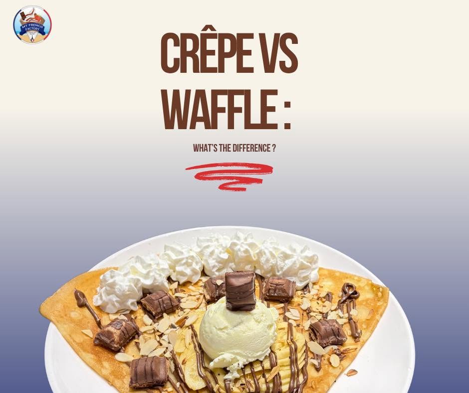 A large sweet crêpe with whipped cream, chocolate bars, almond flakes and a scoop of vanilla ice cream