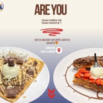 Side by side crêpe and waffle from the shop's team crêpe or team waffle post