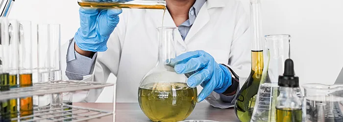 Lubricant samples under test in a laboratory