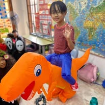 A joyful pupil in class